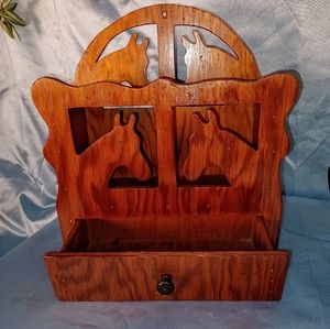 Hand carved Western napkin or letter holder